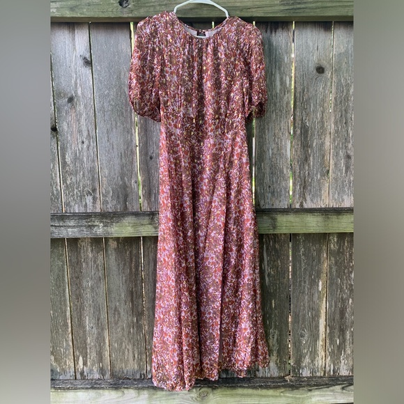 J.Crew Collection Open-back Metallic Clip-dot Dress with side slit Sz 10 - Picture 7 of 9